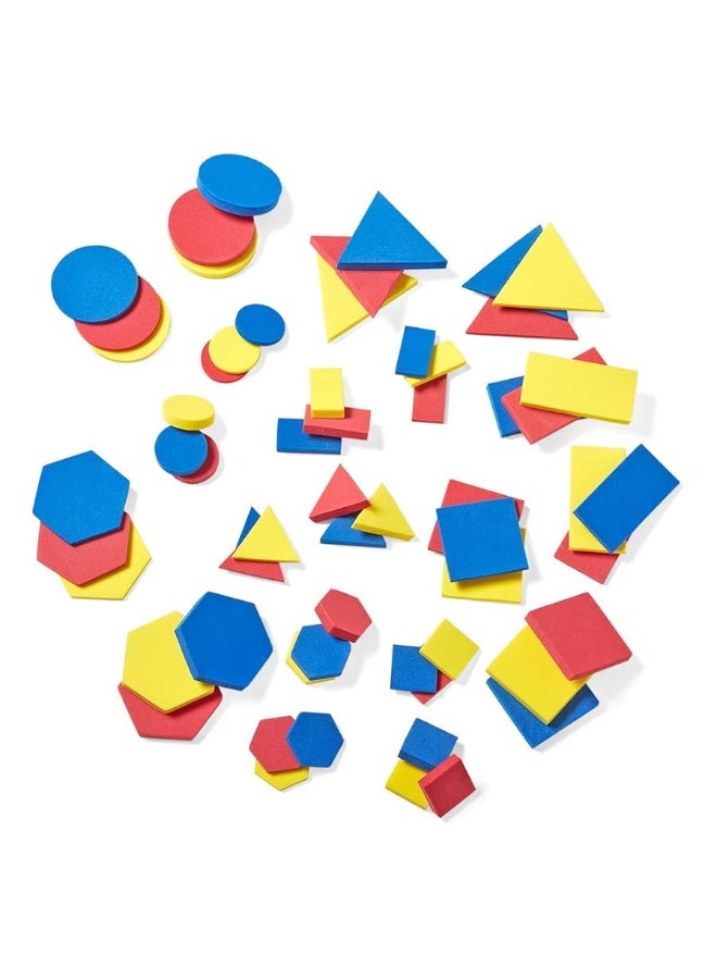 hand2mind Foam Attribute Blocks Student Kit, Geometry Set, Preschool Learning, Manipulatives for Preschool, Montessori Math, Shapes for Toddlers, Home Schooling Materials Pre-K (Set of 60 Blocks)