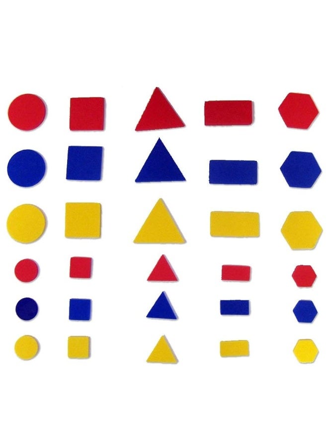 hand2mind Foam Attribute Blocks Student Kit, Geometry Set, Preschool Learning, Manipulatives for Preschool, Montessori Math, Shapes for Toddlers, Home Schooling Materials Pre-K (Set of 60 Blocks)