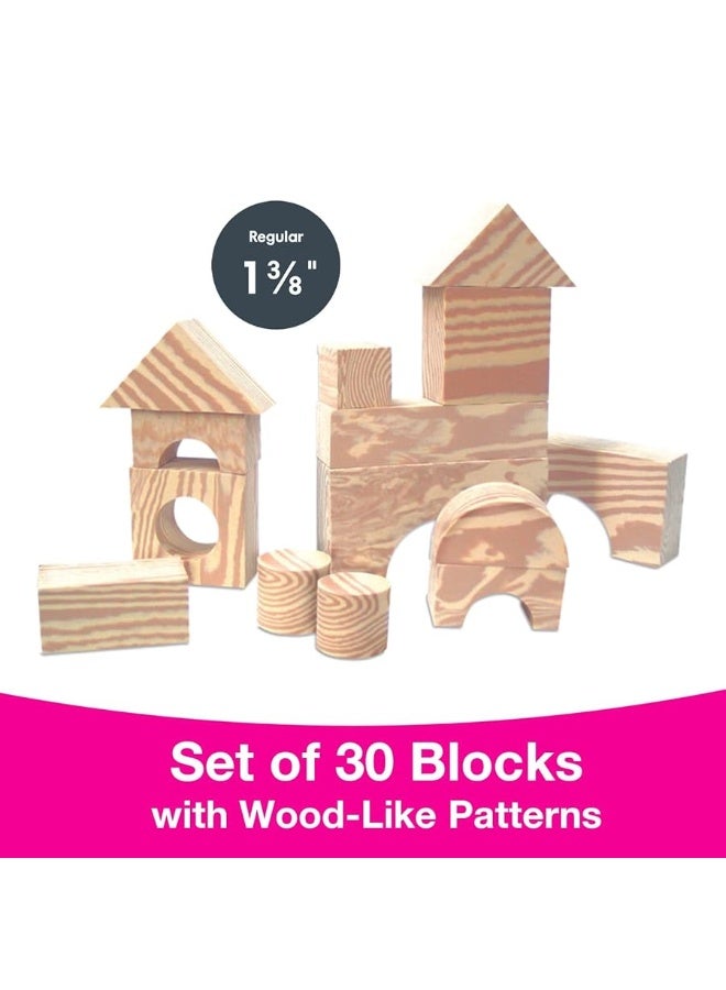 Edushape WoodLike Soft Baby Blocks for Toddlers 13 30 Pieces Regular Size  EduBlocks Soft Blocks Foam Blocks  Stacking Blocks Building Blocks for Daycares and Preschools