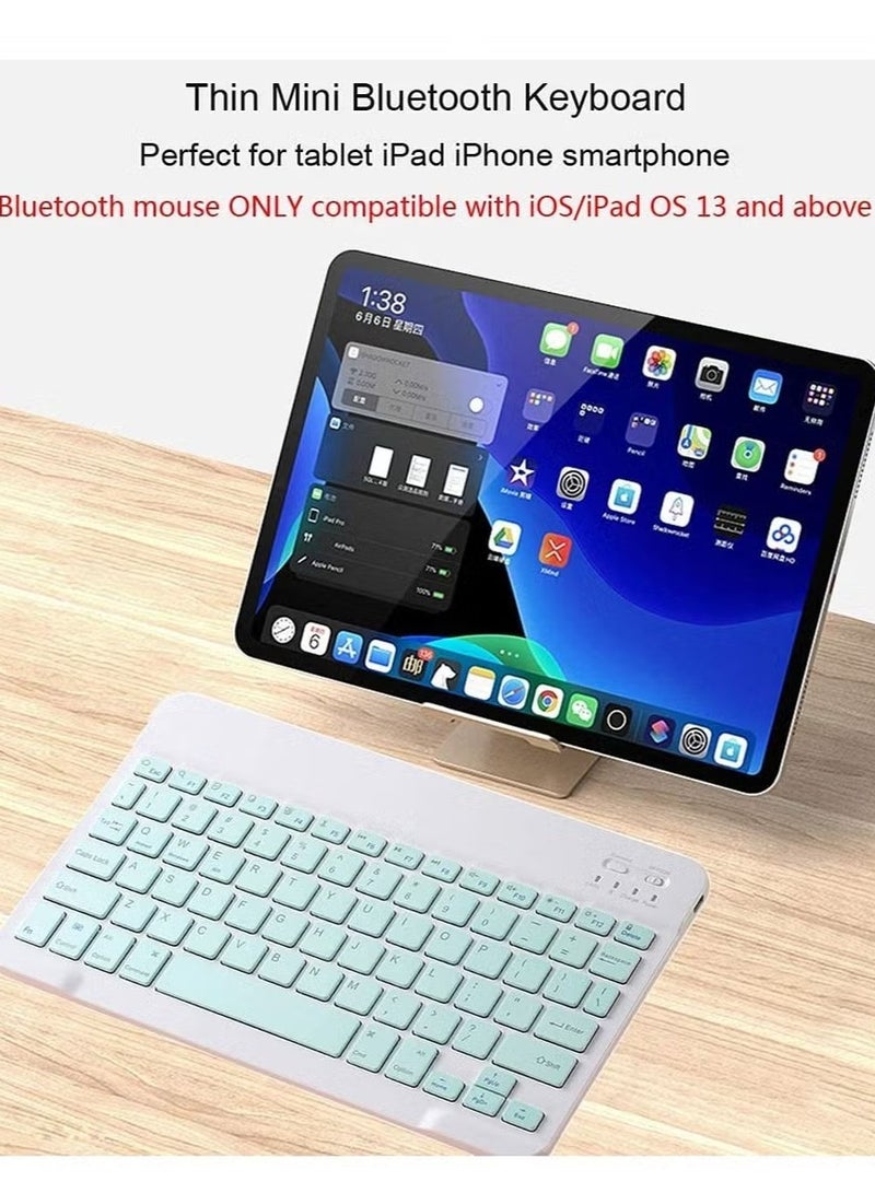 Ultra-Slim Bluetooth Keyboard and Mouse Combo Rechargeable Portable Wireless Keyboard Mouse Set for Apple iPad iPhone iOS 13 and Above Samsung Tablet Phone Smartphone Android Windows