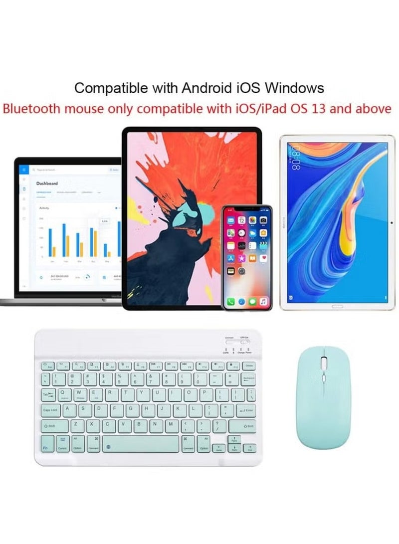 Ultra-Slim Bluetooth Keyboard and Mouse Combo Rechargeable Portable Wireless Keyboard Mouse Set for Apple iPad iPhone iOS 13 and Above Samsung Tablet Phone Smartphone Android Windows