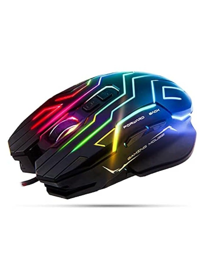 Gaming Mouse Lightweight with 6 Buttons, 200-4800 DPI, 3D Anti-Slip Roller, Computer Mice RGB Gamer Desktop Laptop PC Gaming Mouse