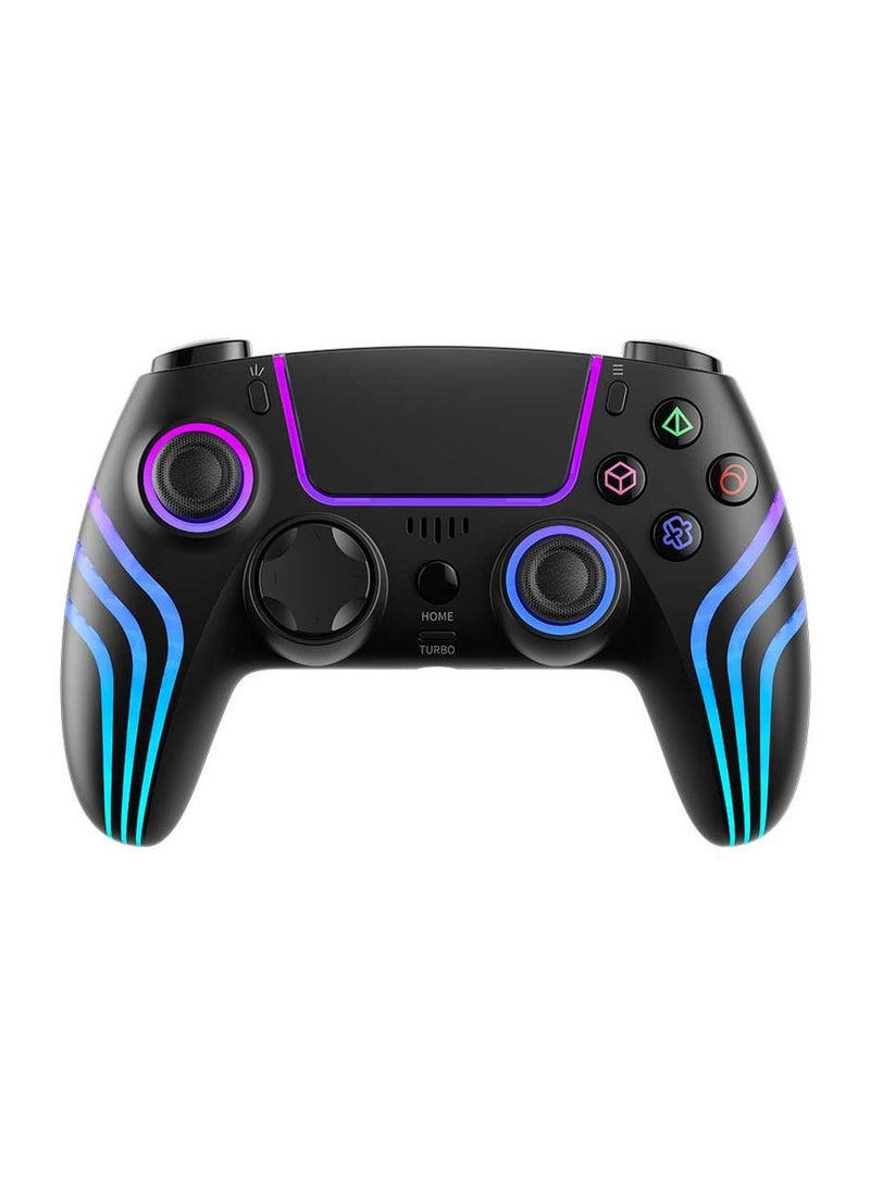 PS4 Wireless Controller 6-Axis Gyro and Ergonomic Design / Long Hours Working Time / Customizable LED Light / Multi-Platform Compatibility / Long-Range Working Distance / Type-C Charging Ports - Black