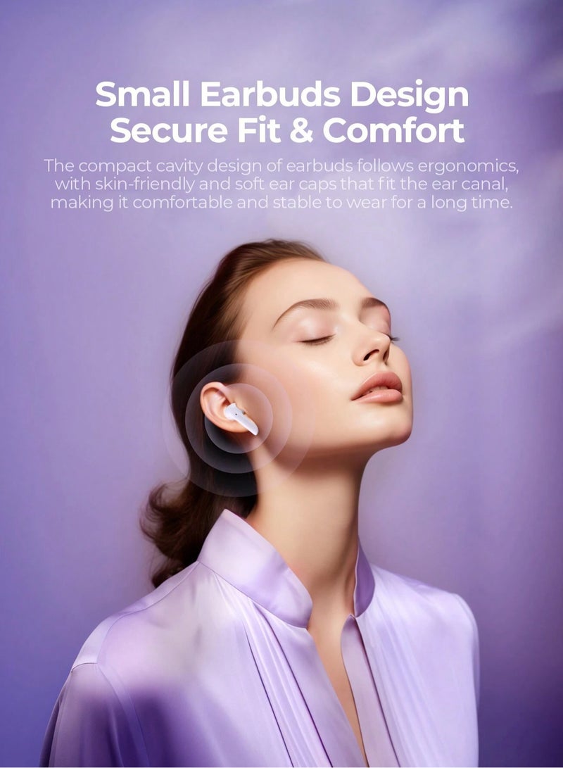 Premium True Wireless Bluetooth Headphones with Game Mode for Low Latency, Exceptional Stereo Sound Quality, Dual Microphone Noise Reduction for Clear Calls, IPX4 Waterproof Rating for Outdoor Use, Compact Lightweight Design for Ultimate Comfort and Portability- Purple