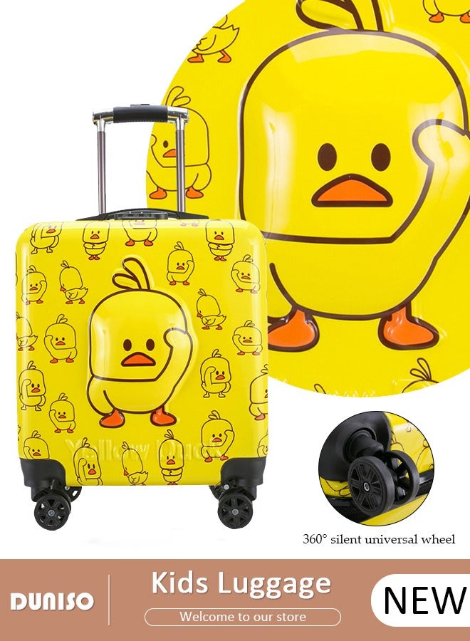 Kids Rolling Luggage,Children Trolley Case 18-inch Little Yellow Duck Boarding Case Password Box Children Rolling Suitcase Universal Wheel and Telescopic Handle for Boys Girls