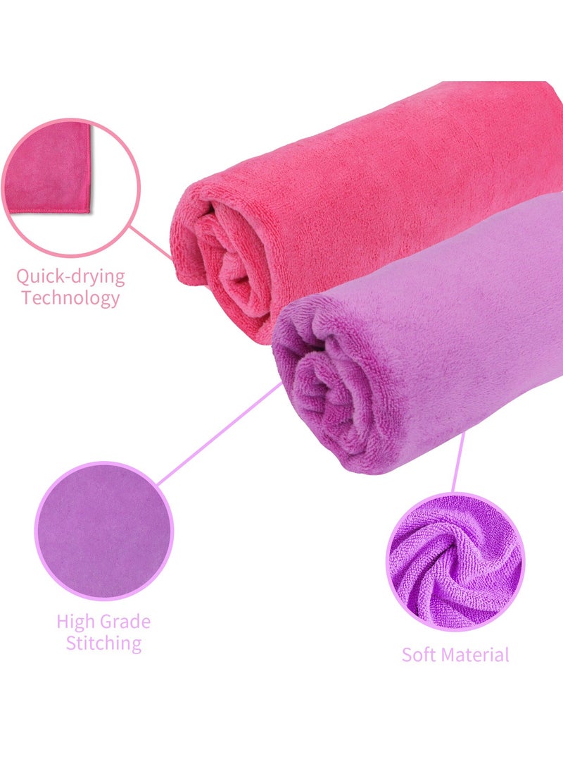 4Packs 35X75 CM Quick Drying Soft Microfiber Super Lightweight Sport Towels,Gym Towels for Swimming,Beach,Travel,Yoga,Hiking,Sports-Dark Blue,Purple,Pink,Grey