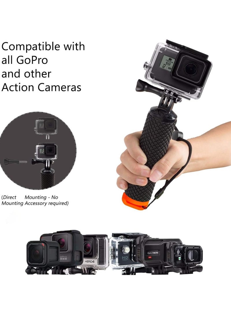 Waterproof Floating Hand Grip Compatible with GoPro Hero 12 11 10 9 8 7 6 5 4 3+ 2 1 Session Black Silver Camera Handler & Handle Mount Accessories Kit for Water Sport and Action Cameras (ORANGE)