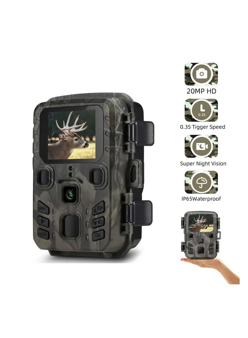 Mini301 Trail Camera Night Vision Hunting Motion 1080P 20MP IP65 Waterproof Outdoor Wild Camera with IR LED Range Up To 65ft