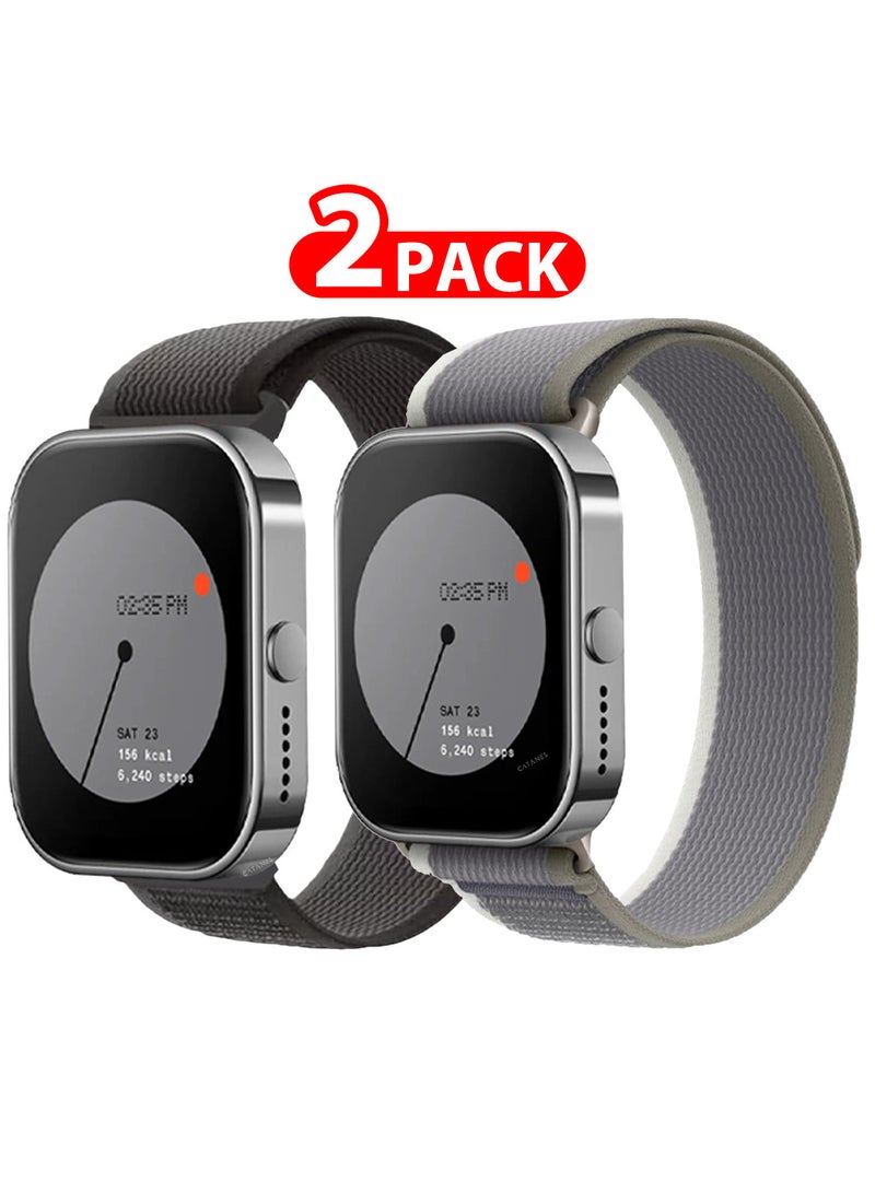 ( for Nothing Watch Pro ) 2 Pack, Trail Loop Band, Braided Elastic Weave Sport Strap, Nylon Sport Loop Bands for Men Women