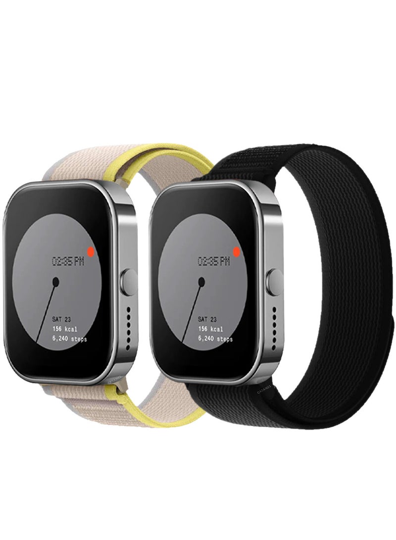 ( for Nothing Watch Pro ) 2 Pack, Trail Loop Band, Braided Elastic Weave Sport Strap, Nylon Sport Loop Bands for Men Women