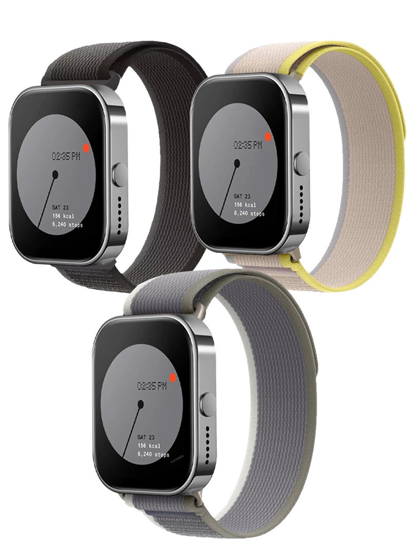 ( for Nothing Watch Pro ) 3 Pack, Trail Loop Band, Braided Elastic Weave Sport Strap, Nylon Sport Loop Bands for Men Women