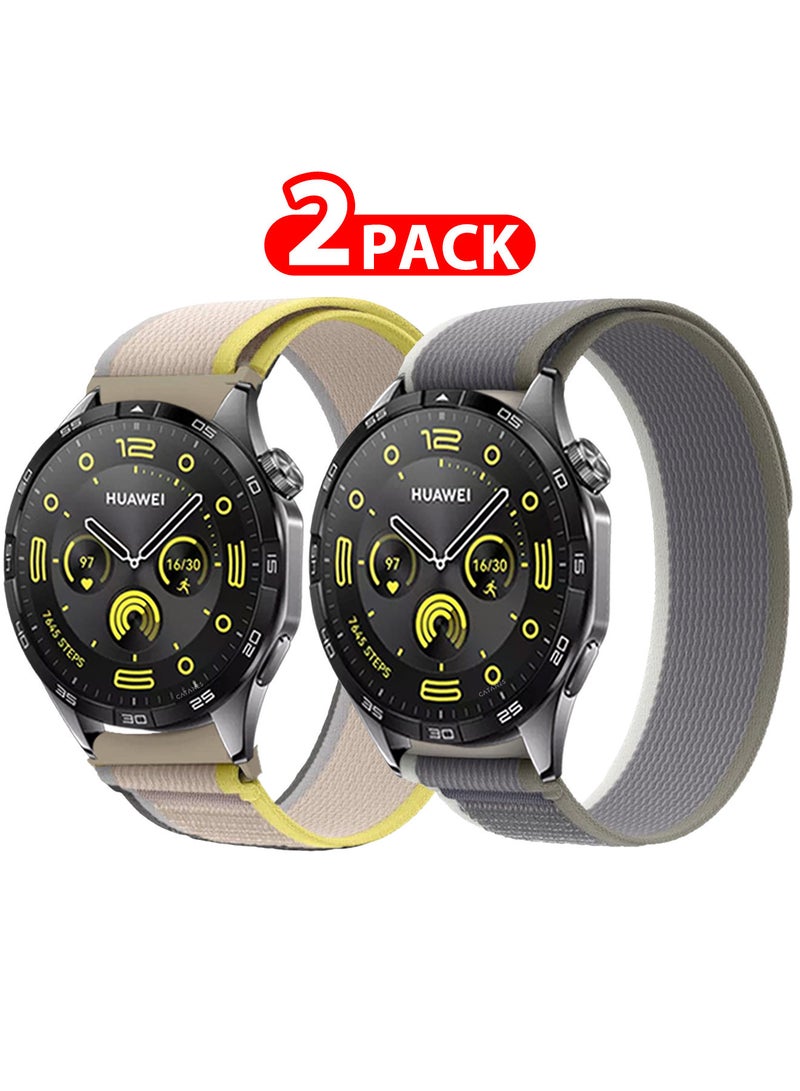 ( for Huawei Watch GT4 ) 2 Pack, Trail Loop Band, Braided Elastic Weave Sport Strap, Nylon Sport Loop Bands for Men Women