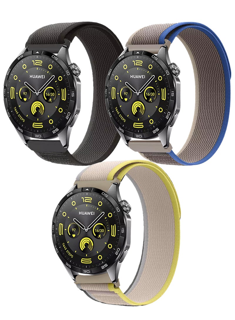 ( for Huawei Watch GT4 ) 3 Pack, Trail Loop Band, Braided Elastic Weave Sport Strap, Nylon Sport Loop Bands for Men Women