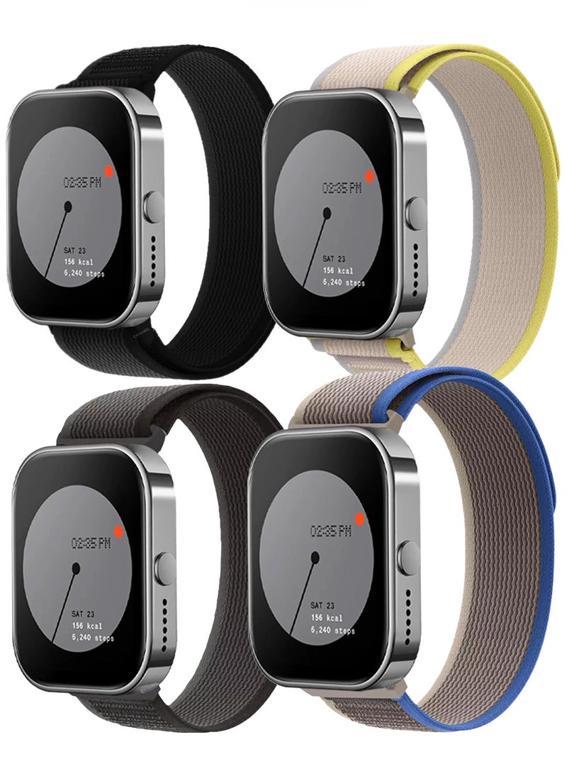 ( for Nothing Watch Pro ) 4 Pack, Trail Loop Band, Braided Elastic Weave Sport Strap, Nylon Sport Loop Bands for Men Women