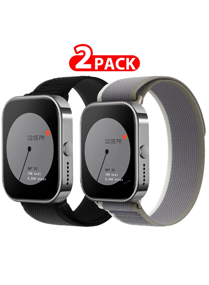 ( for Nothing Watch Pro ) 2 Pack, Trail Loop Band, Braided Elastic Weave Sport Strap, Nylon Sport Loop Bands for Men Women