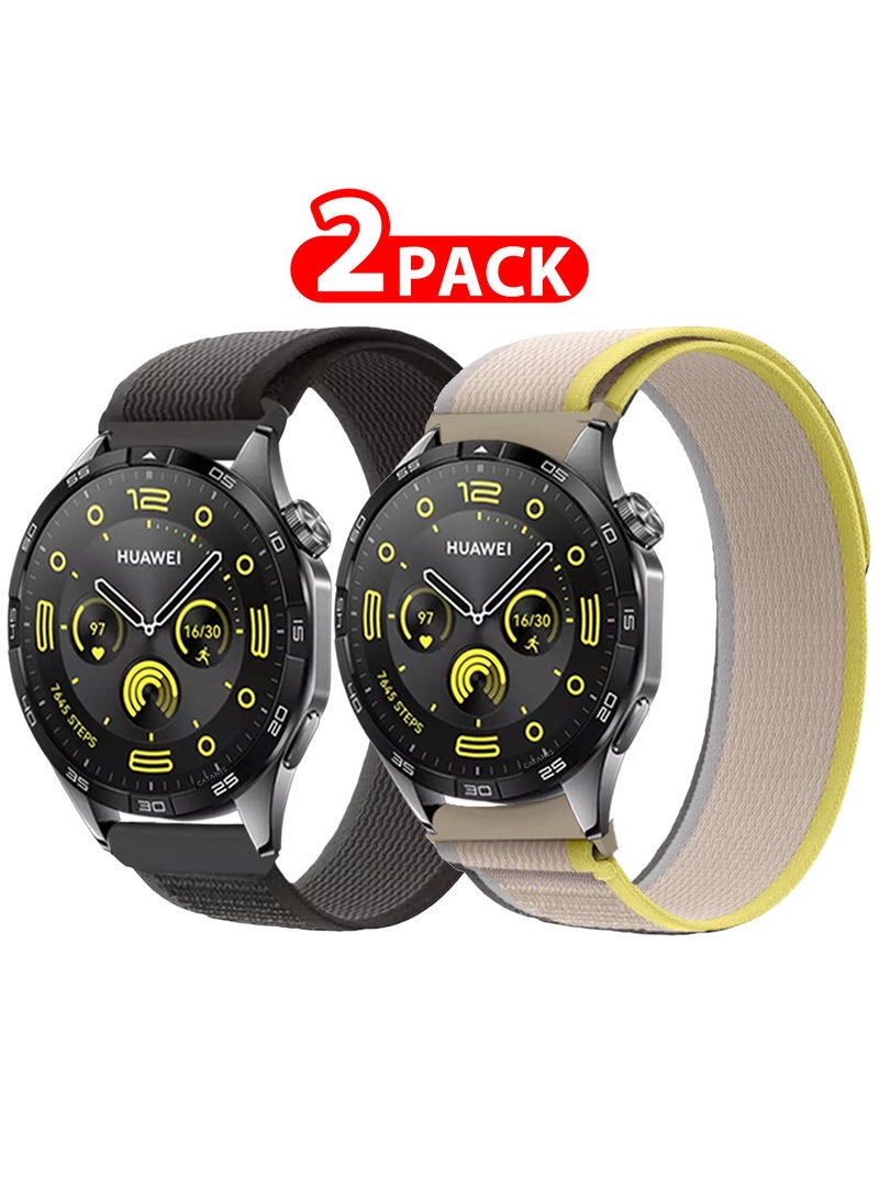 ( for Huawei Watch GT4 ) 2 Pack, Trail Loop Band, Braided Elastic Weave Sport Strap, Nylon Sport Loop Bands for Men Women