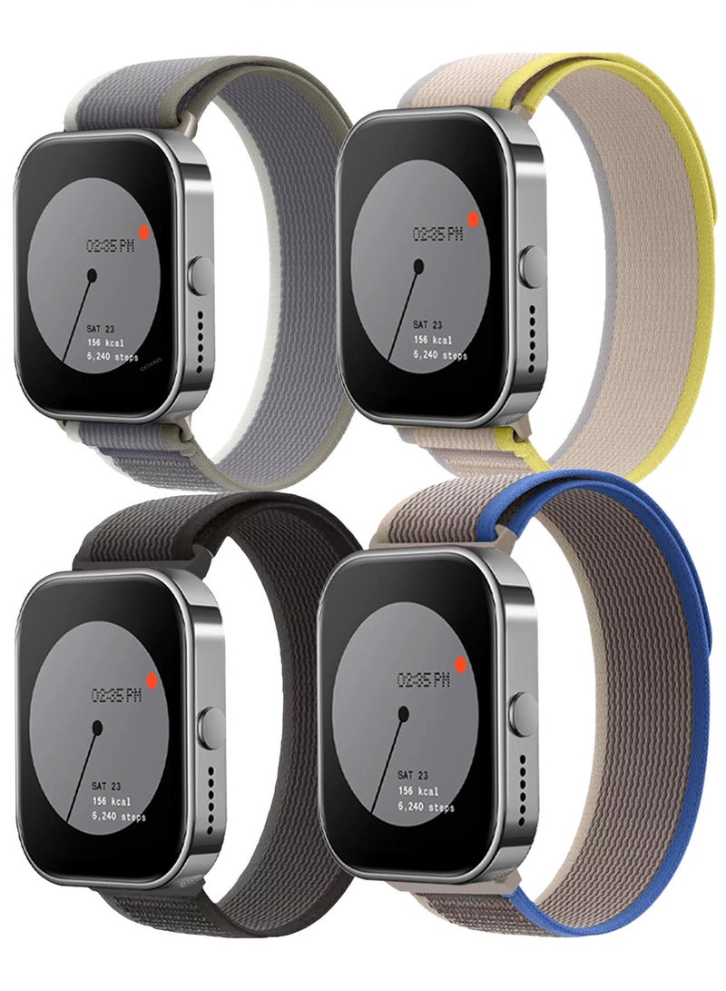 ( for Nothing Watch Pro ) 4 Pack, Trail Loop Band, Braided Elastic Weave Sport Strap, Nylon Sport Loop Bands for Men Women