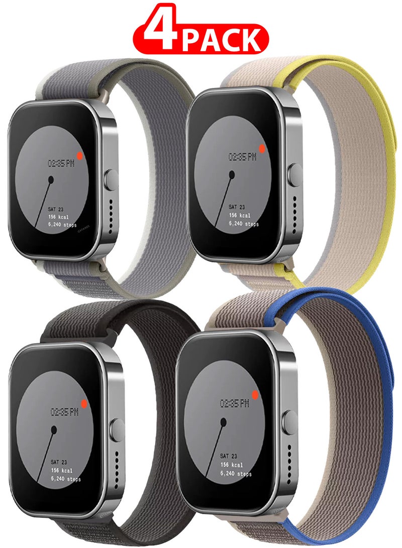 ( for Nothing Watch Pro ) 4 Pack, Trail Loop Band, Braided Elastic Weave Sport Strap, Nylon Sport Loop Bands for Men Women