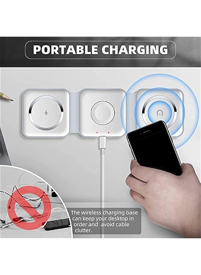 Padom 3 in 1 Wireless Charger,Magnetic Foldable Charging Station,Fast Wireless Charging Pad (WHITE) USB