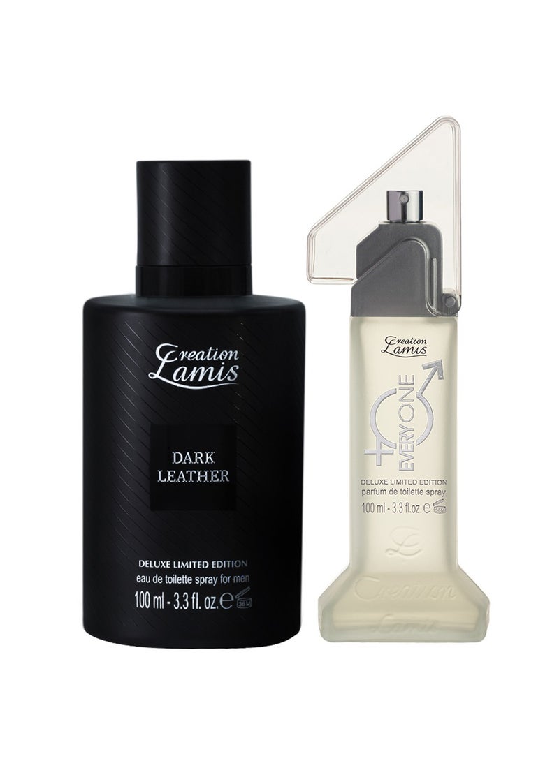 Dark Leather Eau de Toilette Unisex 100ml and Creation Lamis Deluxe Everyone Perfume de Toilette Spray  For Unisex 100ml (Combo Pack)