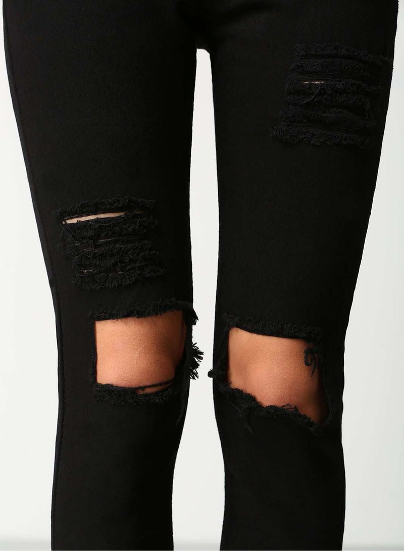 Pull-On Ripped Jeggings