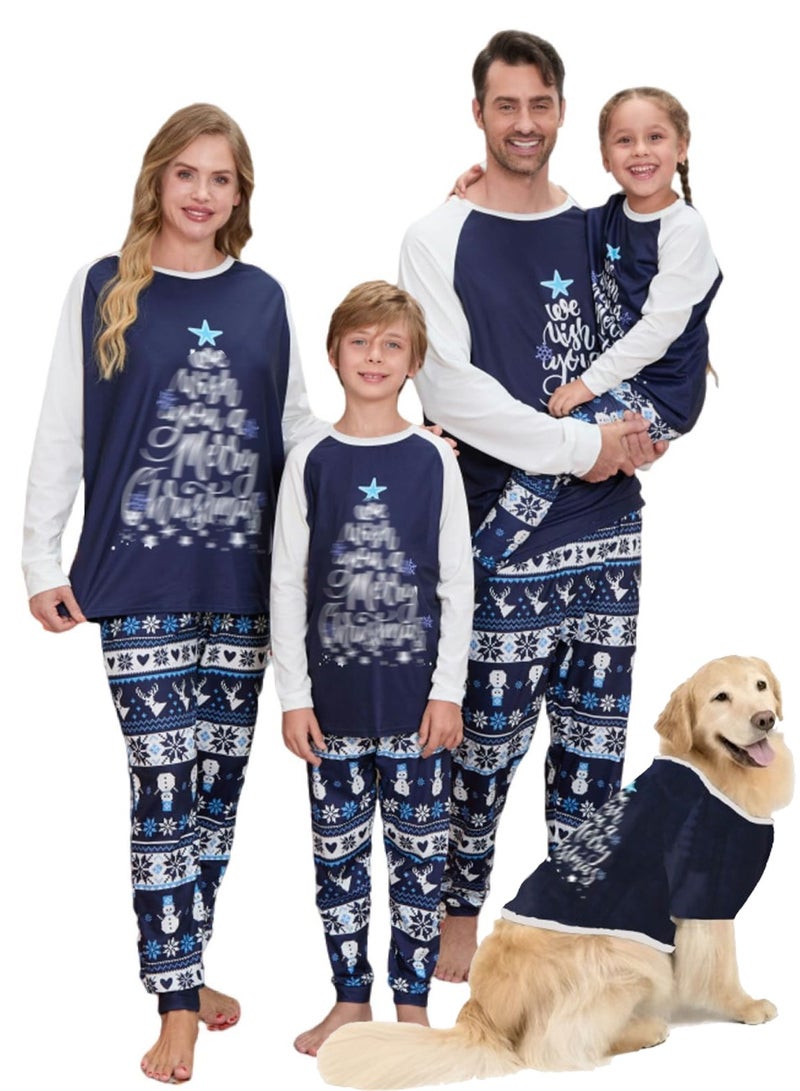 Children's Family Matching Pajamas Holiday Matching Clothing Long-Sleeved Parent-Child Pajamas for Home Suitable for Women Men Children and Pets (Men Size)