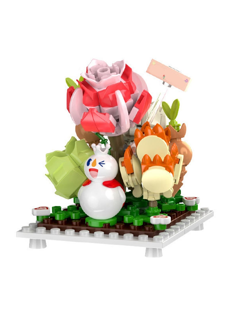 Rose Bush Model Set Plant Building Blocks Creative Diy Assembly Simulation Building Assembly Toys Children Adult Home Decoration