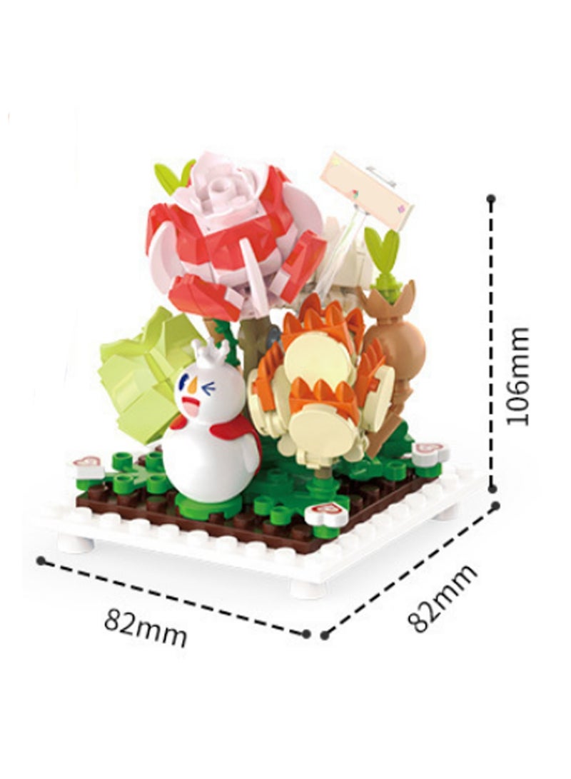 Rose Bush Model Set Plant Building Blocks Creative Diy Assembly Simulation Building Assembly Toys Children Adult Home Decoration