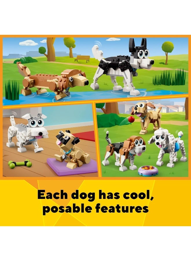 LEGO Creator 3 in 1 Adorable Dogs Set 31137 with Dachshund, Pug, Poodle Figures, Animal Building Toy for Kids Ages 7 and Up, Gift for Dog Lovers, Gift Idea