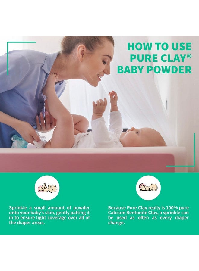 Bentonite Clay Baby Powder, Pure Calcium Bentonite Clay Food Grade Baby Powder For Sensitive Skin, Travel Size Baby Powder, Gentle Baby Skin Care