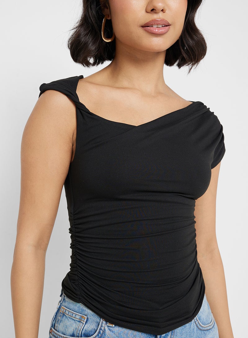 Assymetric Neck Fitted Top