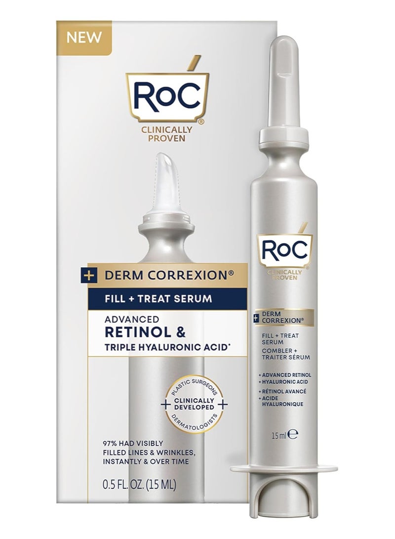 RoC Derm Correxion Serum Fill  Treat for Face  Neck and Jawline Wrinkle Filler Advanced Retinol and Triple Hyaluronic Acid 15ml Bianco