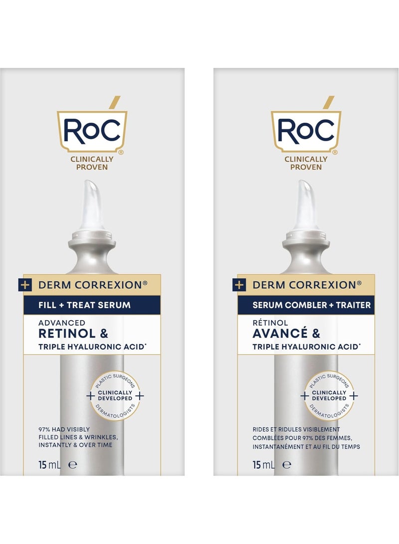 RoC Derm Correxion Serum Fill  Treat for Face  Neck and Jawline Wrinkle Filler Advanced Retinol and Triple Hyaluronic Acid 15ml Bianco