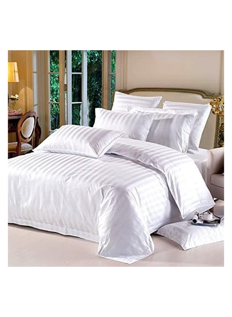 Somer Field - Bus - Duvet Cover with 2 Pillow Cases White Cotton Feel Stripe- Best Buy (03) Piece King Duvet Set)