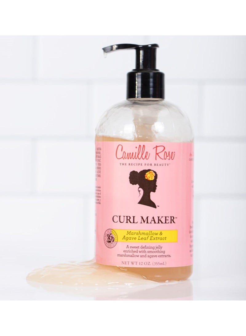 Camille Rose Curl Maker, Smoothing and Nourishing Curly Hair Gel with Aloe, for All Hair Types and Textures, 12 fl o / 355ml,Made in USA.