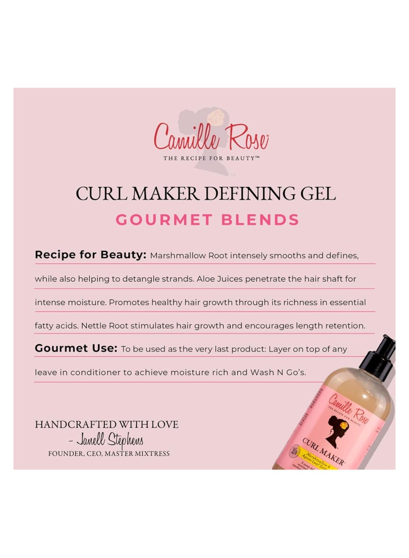 Camille Rose Curl Maker, Smoothing and Nourishing Curly Hair Gel with Aloe, for All Hair Types and Textures, 12 fl o / 355ml,Made in USA.