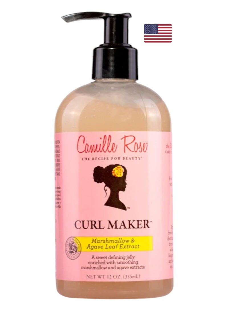 Camille Rose Curl Maker, Smoothing and Nourishing Curly Hair Gel with Aloe, for All Hair Types and Textures, 12 fl o / 355ml,Made in USA.