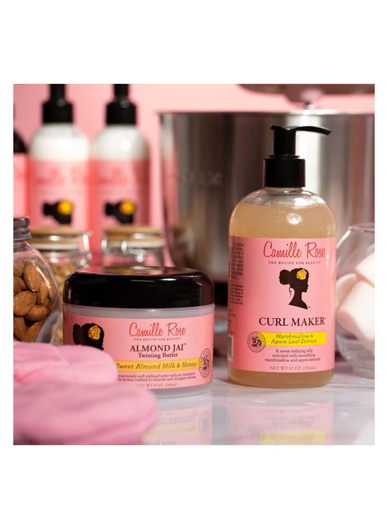 Camille Rose Curl Maker, Smoothing and Nourishing Curly Hair Gel with Aloe, for All Hair Types and Textures, 12 fl o / 355ml,Made in USA.