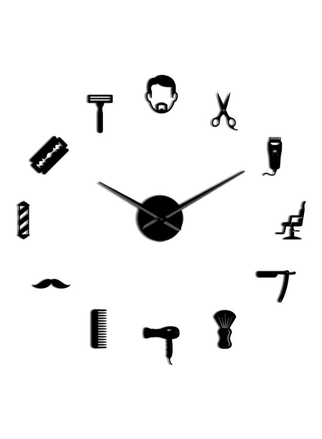 Haircut Tools Pattern Decorative Wall Clock Black 15x10x4.5cm