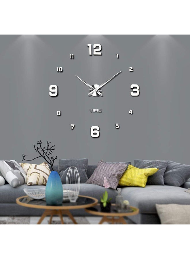 3D Wall Clock With Mirror Number Stickers Silver 39x39inch