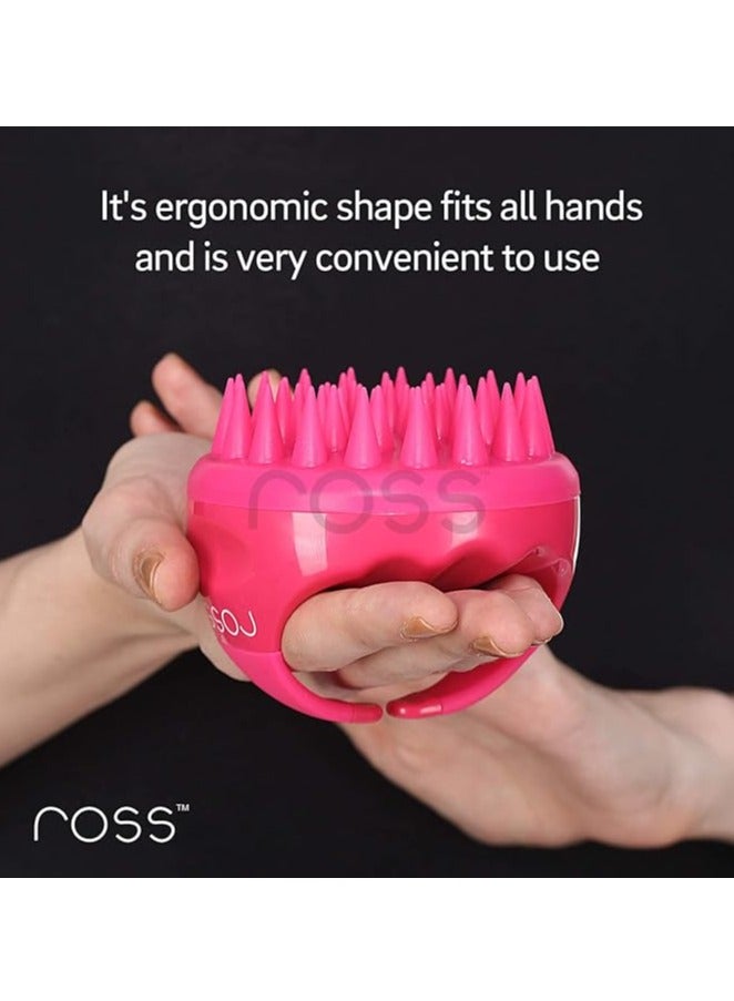 Ross Hair Scalp Massager Shampoo Hair Brush with Soft Silicone Bristles for Anti Dandruff, Exfoliating with Scalp Care Manual Head Massager, Pink