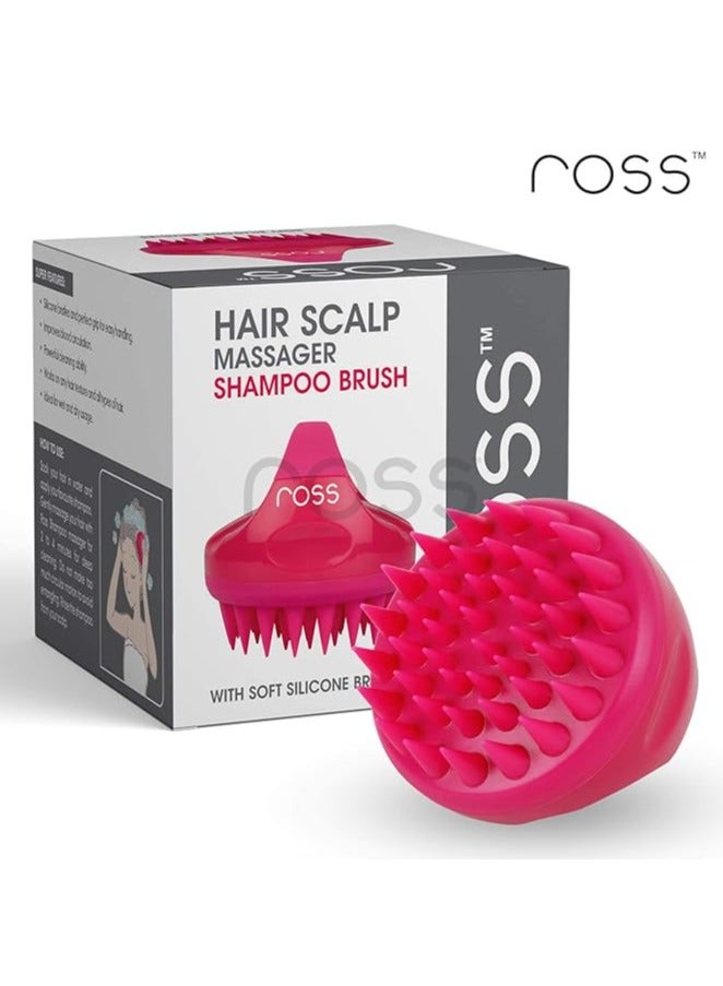 Ross Hair Scalp Massager Shampoo Hair Brush with Soft Silicone Bristles for Anti Dandruff, Exfoliating with Scalp Care Manual Head Massager, Pink