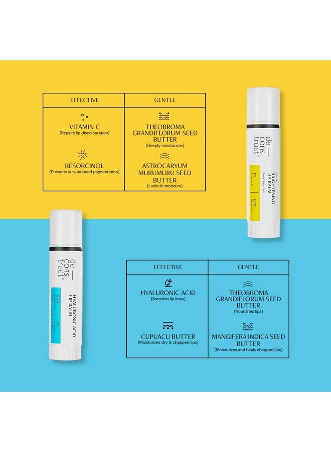 'S Day & Night Lip Care Duo|1% Vitamin C & 0.1% Resorcinol And 0.2% Hyaluronic Acid & 1% Cupuacu Butter|Lip Balm For Women And Men|4Gm Each|Pack Of 2, Blue