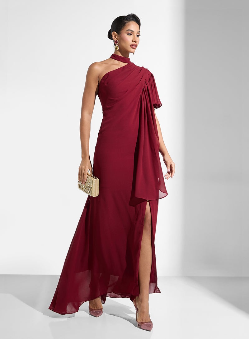 One Shoulder Side Slit Dress