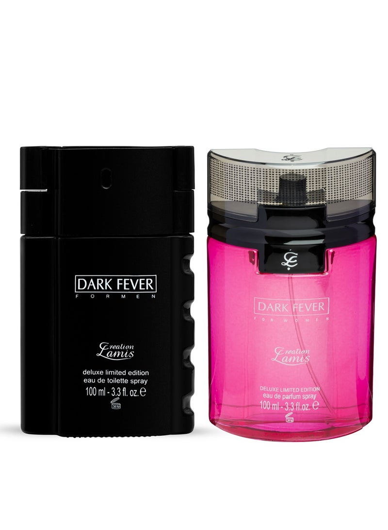 Dark Fever Eau de Toilette For Men 100ml and Creation Lamis Deluxe Dark Fever Eau de Parfum For Women 100ml (Combo Pack)