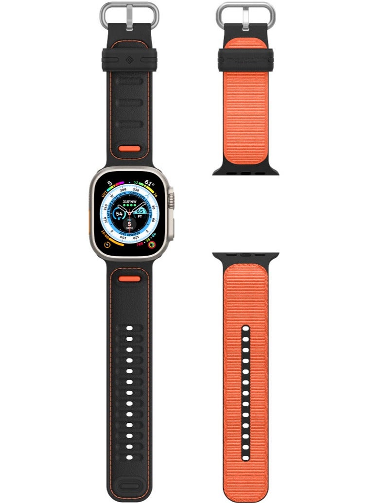 Athlex Band for Apple Watch ULTRA 2 / Ultra 49mm, Series 9/8/SE2/7/6/SE/5/4/3/2/1 45mm 44mm 42mm Silicone Nylon Replacement Strap - Active Orange