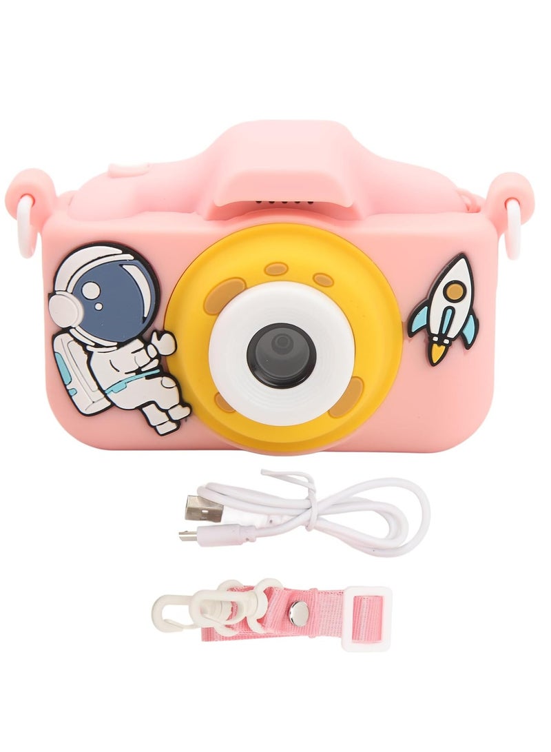 Dual Camera Astronaut Pink Digital Camera for Toddlers - Funny Photo Frames, Long Battery Life, IPS Display