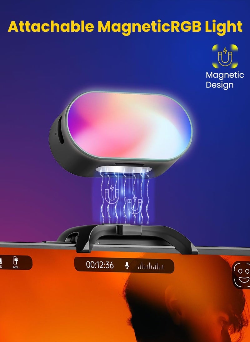 RGB Magnetic Fill Light for Gimbal, LED Video Light, 7 Color Temperature, 3 Brightness Adjustment, 180 Mins Long Lasting, Gradient Mode, Flash Mode 180° Fill Light for AOCHUAN Stabilizer