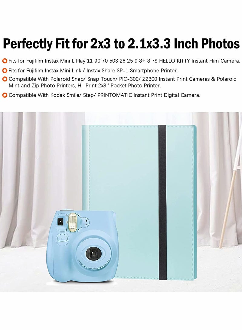 Compact Blue Photo Album 432 Pockets for Fujifilm Instax Mini Polaroid Cameras Perfect for Mini 11 90 70 9 8 8 Plus and Snap Touch