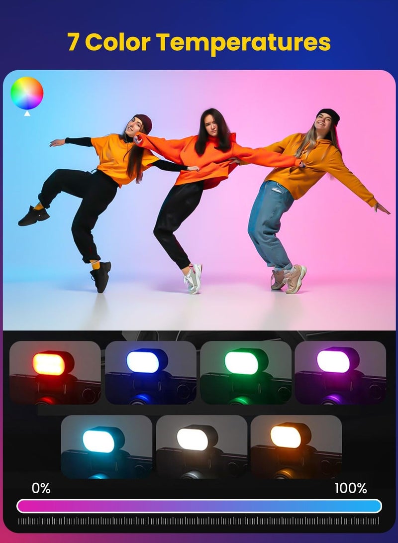 RGB Magnetic Fill Light for Gimbal, LED Video Light, 7 Color Temperature, 3 Brightness Adjustment, 180 Mins Long Lasting, Gradient Mode, Flash Mode 180° Fill Light for AOCHUAN Stabilizer